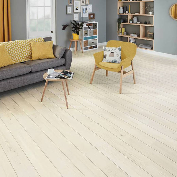Karndean Knight Tile Washed Scandi Pine flooring installed in a bright interior