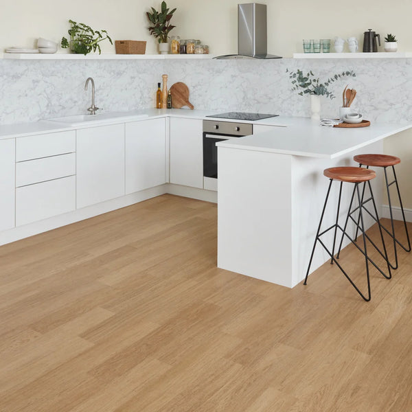 Karndean Knight Tile Natural Studio Oak flooring installed in a modern kitchen