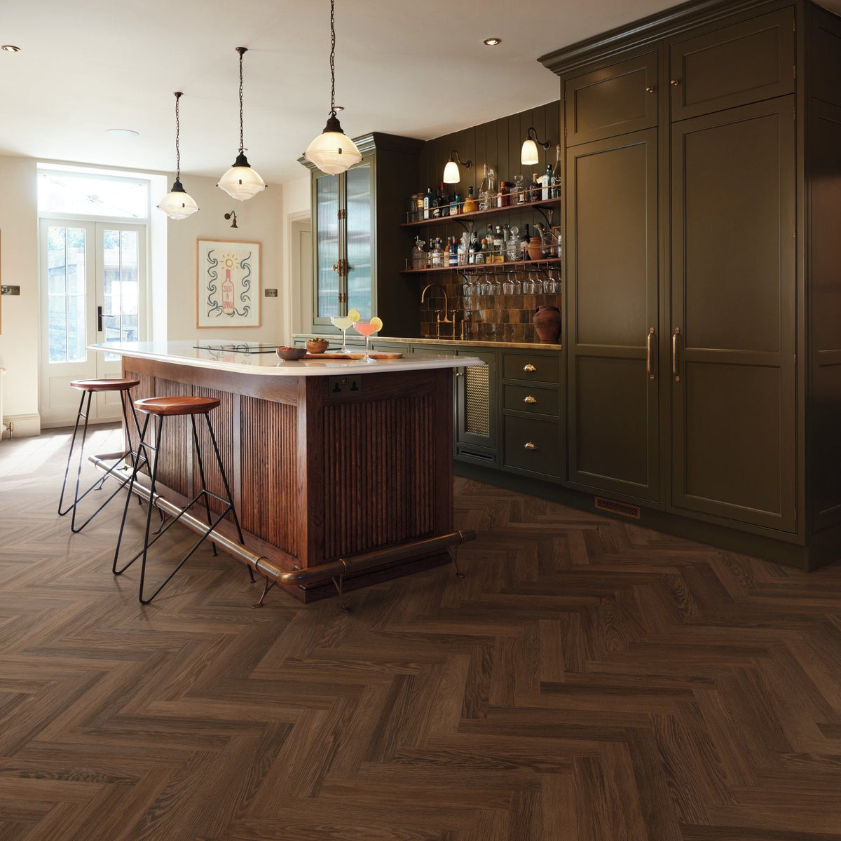 Nutmeg Limed Oak Karndean Knight Tile herringbone