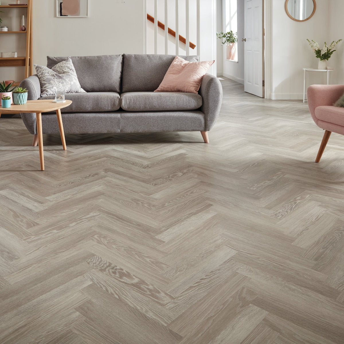 Grey Limed Oak Karndean Knight Tile herringbone