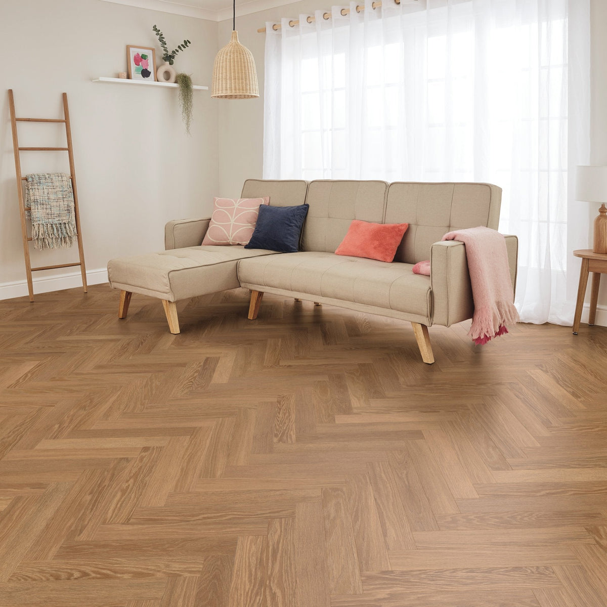 Honey Limed Oak Karndean Knight Tile herringbone