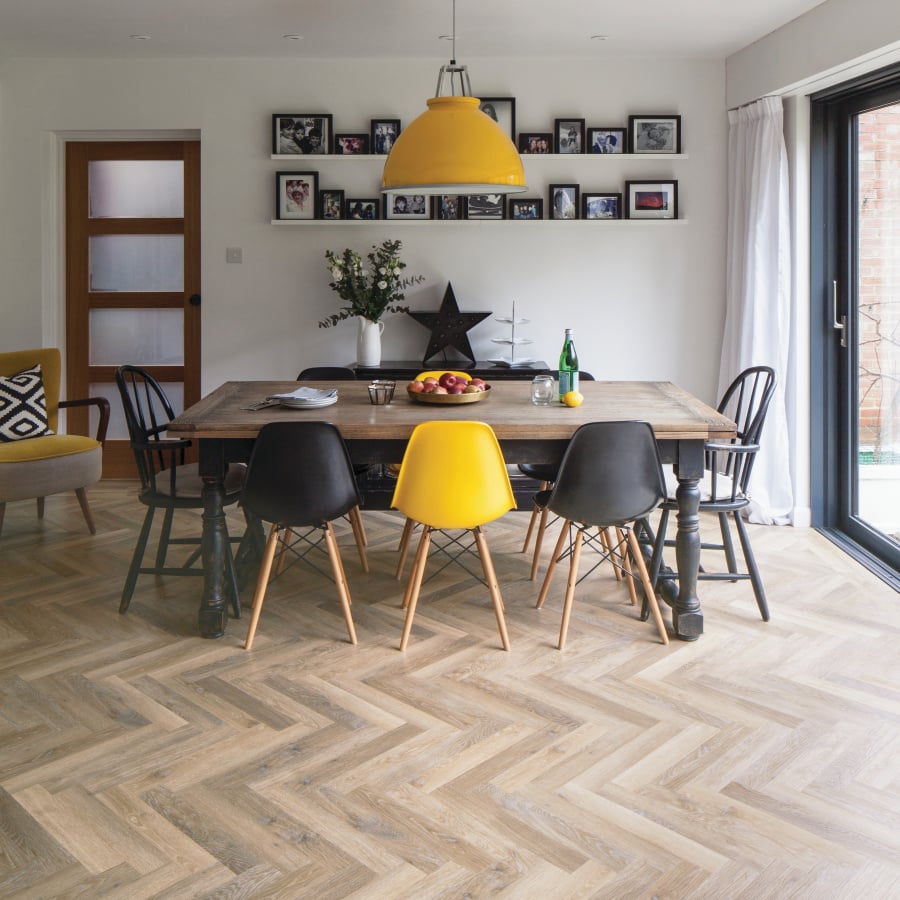 Lime Washed Oak Karndean Knight Tile herringbone